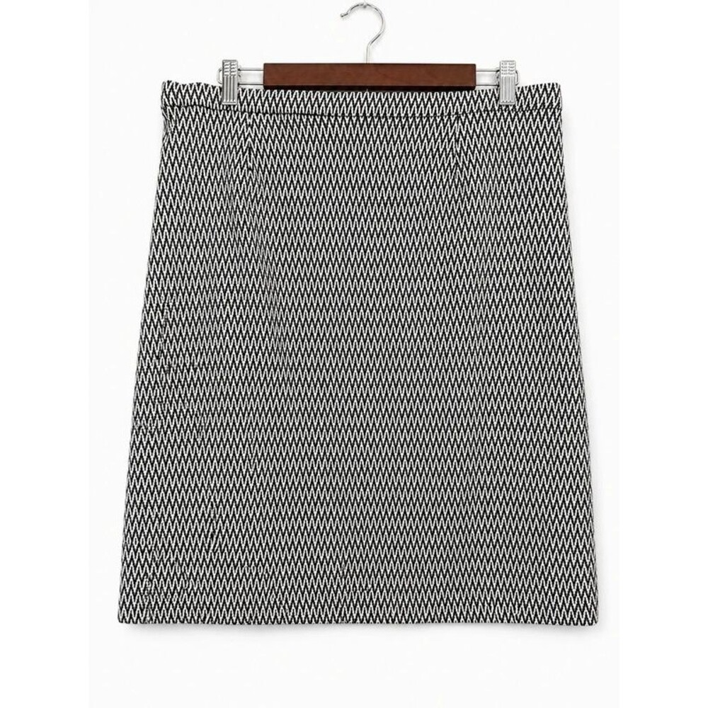 CB Black & White Textured Knit A-Line Skirt Women's Large